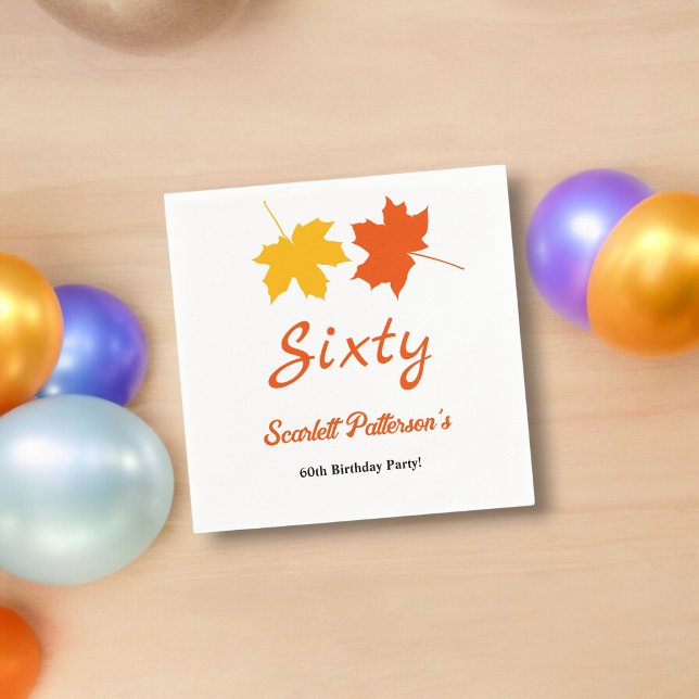 Guardanapo De Papel Folha Elegante Folha de outono Floral 60º Aniversá (Criador carregado)