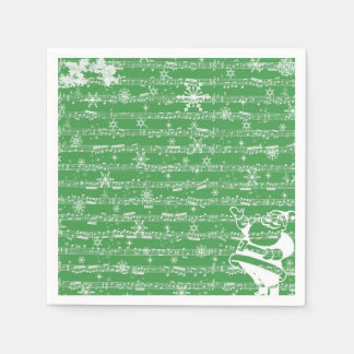 Guardanapo De Papel Folha Musical Vintage Green Christmas