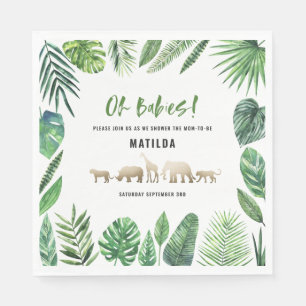 Guardanapo De Papel Folha tropical + chá de fraldas gêmeo dos animai