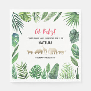 Guardanapo De Papel Folha tropical + partido de chá de fraldas dos