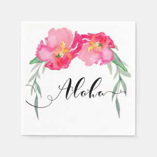 Guardanapo De Papel Folha Tropical Rosa Verde Vinha Floral Festa Aloha