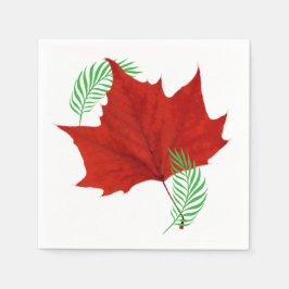 Guardanapo De Papel Folha vermelha e Ferns