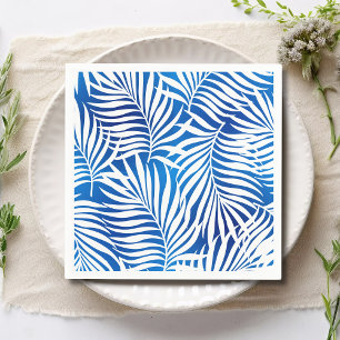Guardanapo De Papel Folhagem Azul Tropical E Branca Floral