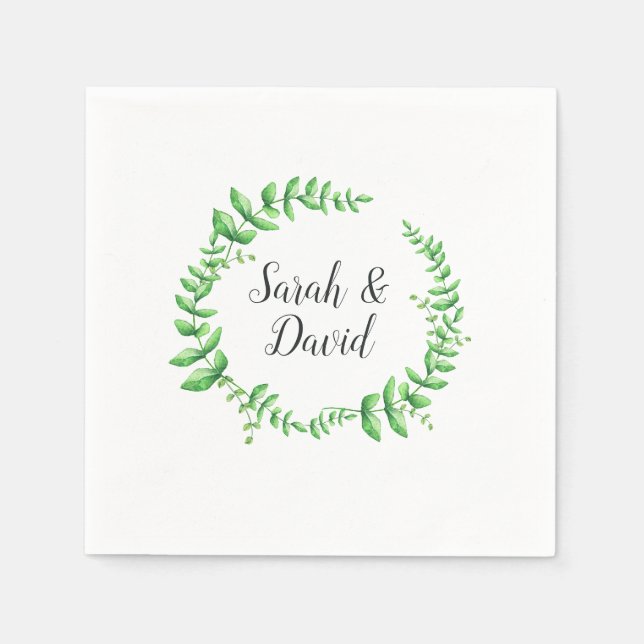 Guardanapo De Papel Folhagem de Aquarela Papel de Casamento Personaliz (Frente)