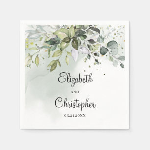 Guardanapo De Papel Folhagem de Boho verde eucalipto deixa casamento