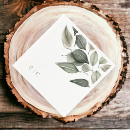 Guardanapo De Papel Folhagem de Casamento Elegante Verde Mudado