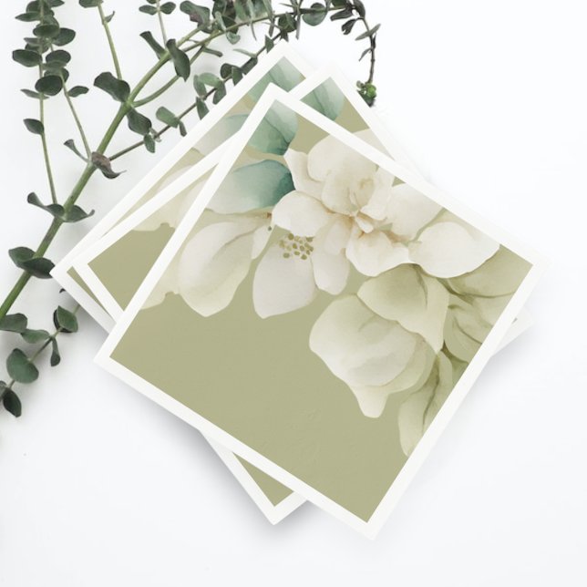 Guardanapo De Papel Folhagem de Casamento Elegante Verde Mudado (Elegant Wedding Foliage Muted Green Napkins from Ricaso)