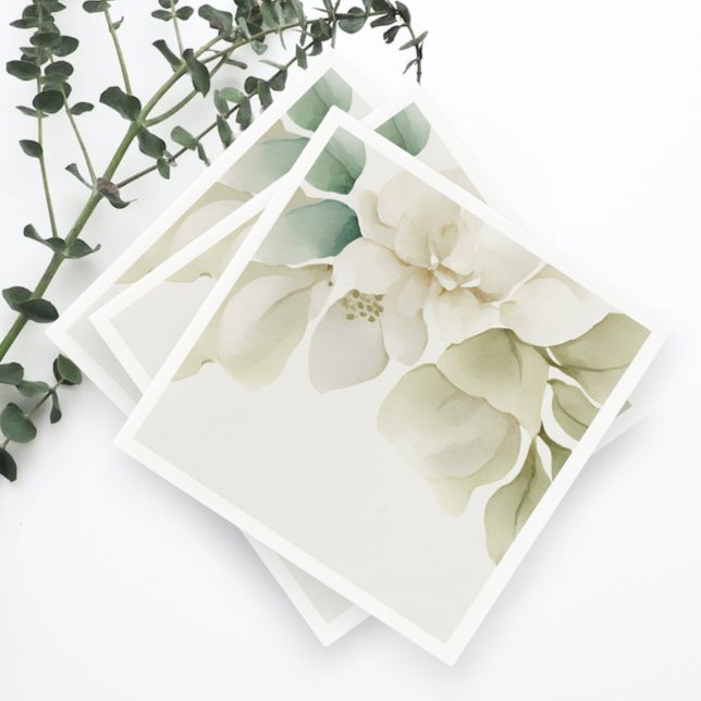 Guardanapo De Papel Folhagem de Casamento Elegante Verde Mudado (Elegant Wedding Foliage Muted Green Napkins from Ricaso)