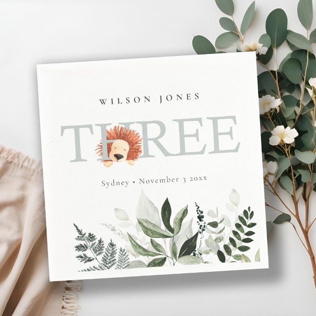 Guardanapo De Papel Folhagem de Leão de Boho Cuja 3ª Festa de aniversá (Criador carregado)