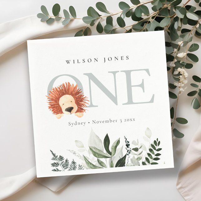 Guardanapo De Papel Folhagem de Leão de Boho Cuto 1 rua Primeira Festa (Criador carregado)