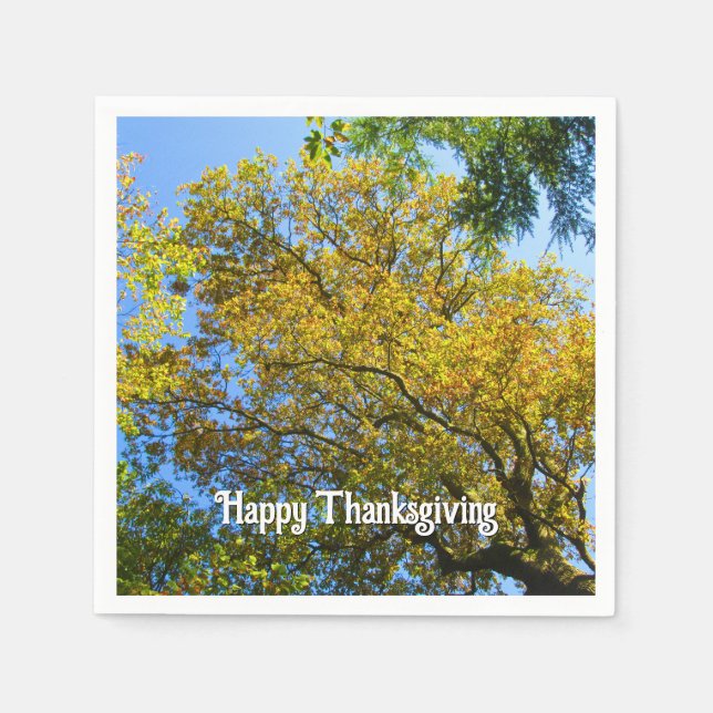 Guardanapo De Papel Folhagem de outono e céu azul - Ação de Graças Per (Frente)