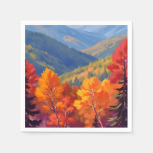 Guardanapo De Papel Folhagem de Outono Paisagem Montanhosa em Aquare