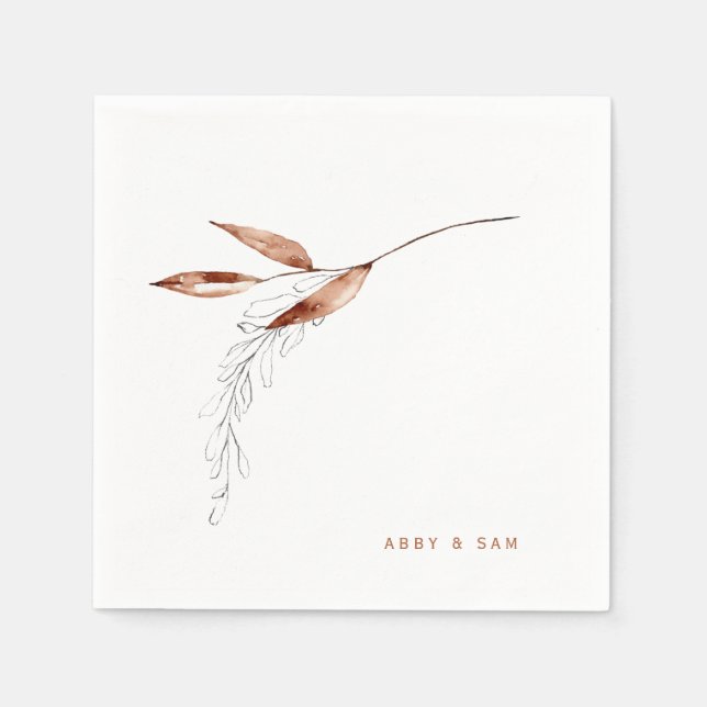 Guardanapo De Papel Folhagem Simples Nomes de Casais de Casamento de F (Frente)