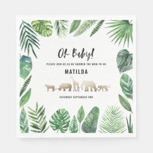 Guardanapo De Papel Folhagem tropical + chá de fraldas de ouro