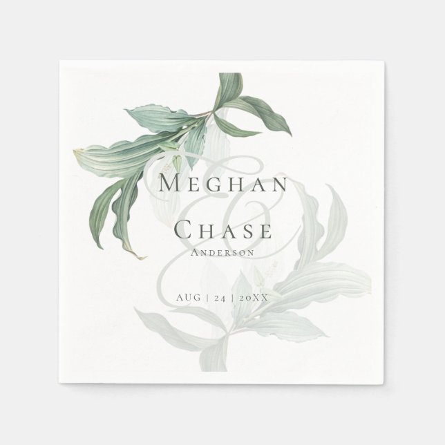 Guardanapo De Papel Folhagem Tropical Elegante (Frente)