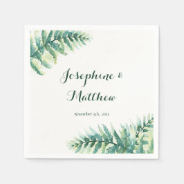 Guardanapo De Papel Folhagem Verde Fern Watercolor Deixa Casamento