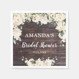 Guardanapo De Papel Folhagem verde folhagem madeira rústica boho rosas