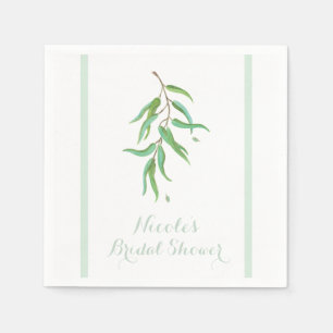 Guardanapo De Papel Folhas Botânicas de Eucalipto Verde Casamento Rúst