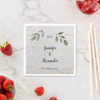 Guardanapo De Papel Folhas botânicas rústicas monograma casamento