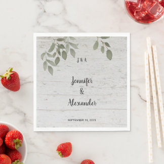 Guardanapo De Papel Folhas botânicas rústicas monograma casamento