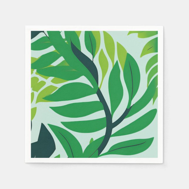 Guardanapo De Papel Folhas Botânicas Verdes (Frente)