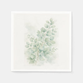 Guardanapo De Papel Folhas de Aquarela Botânica Pastel Greenery