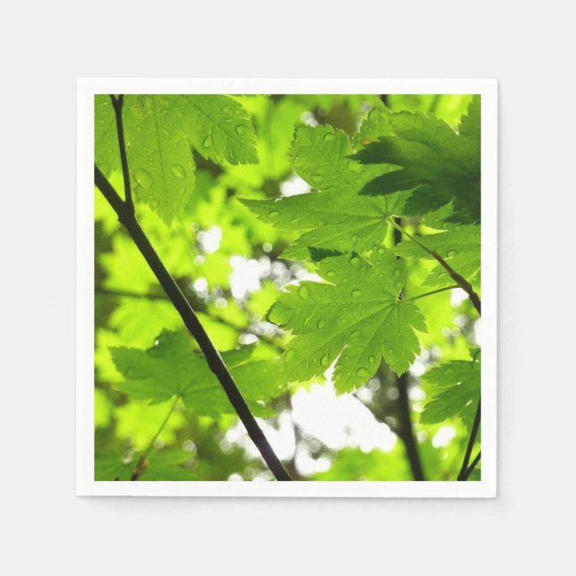 Guardanapo De Papel Folhas de Maple com Gotas de Rainha (Frente)