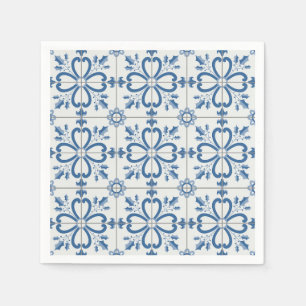 Guardanapo De Papel Folhas de Natal e azulejos de flores