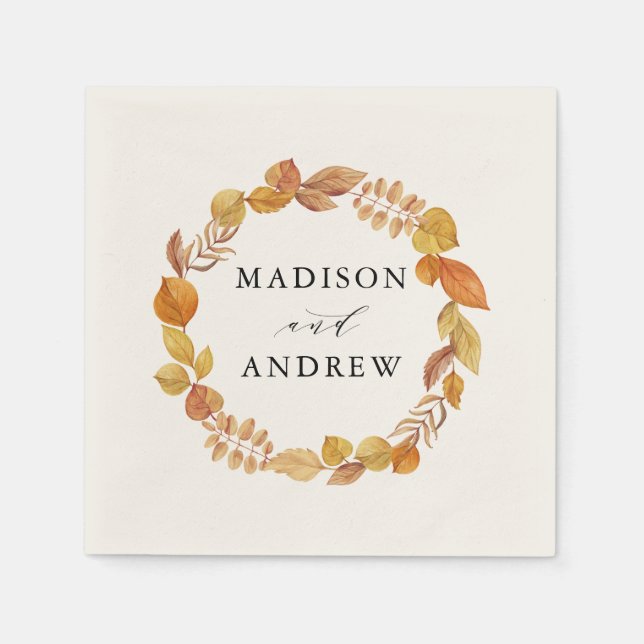 Guardanapo De Papel Folhas de Outono | Casamento Personalizado (Frente)