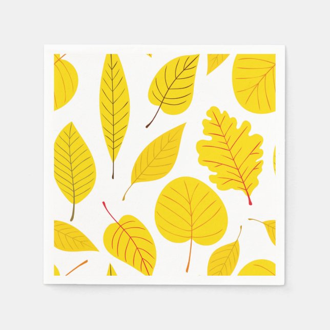 Guardanapo De Papel Folhas de outono em amarelo (Frente)