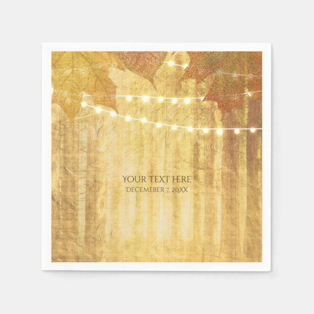 Guardanapo De Papel Folhas de Outono Outono Dourado Bosque Rústico (Frente)