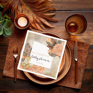 Guardanapo De Papel Folhas de Palm   Hydrangea Blooms Girl Chá de fral