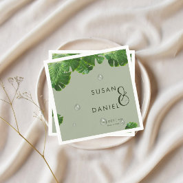 Guardanapo De Papel Folhas de Palma Tropicais Selvagens e Casamento Mo