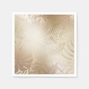 Guardanapo De Papel Folhas de Palmeira Tropical Botânica Brilho Dourad
