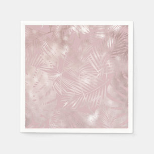 Guardanapo De Papel Folhas de Palmeira Tropical Botânica Rosa Dourado 