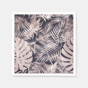 Guardanapo De Papel Folhas de Palmeira Tropical Rosa Dourado Escuro