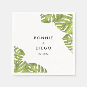 Guardanapo De Papel Folhas de palmeira verdes tropicais que wedding