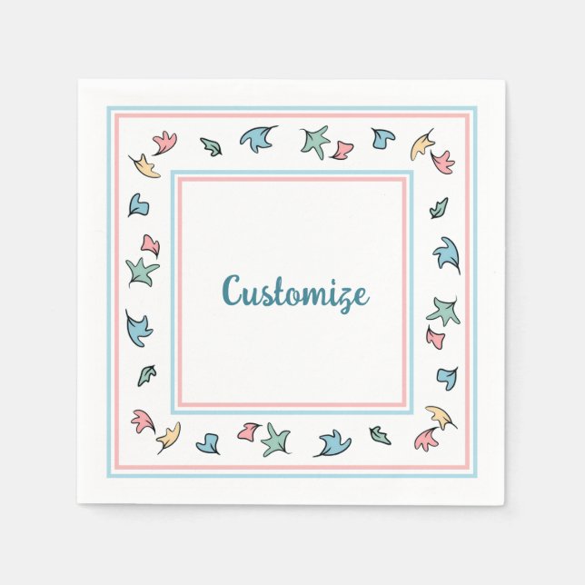 Guardanapo De Papel Folhas de Pastel Personalizadas Branco (Frente)