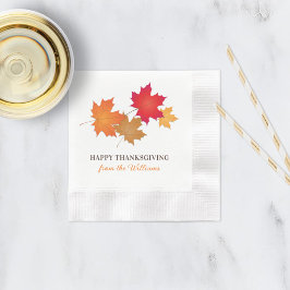 Guardanapo De Papel Folhas do outono de Ação de Graças Feliz Laranja E