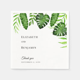 Guardanapo De Papel Folhas Elegantes de Monstera para Casamento com Ve