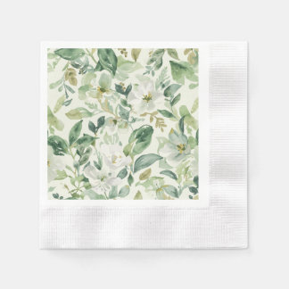 Guardanapo De Papel Folhas Florais de Aquarela Verde Botânica Natureza