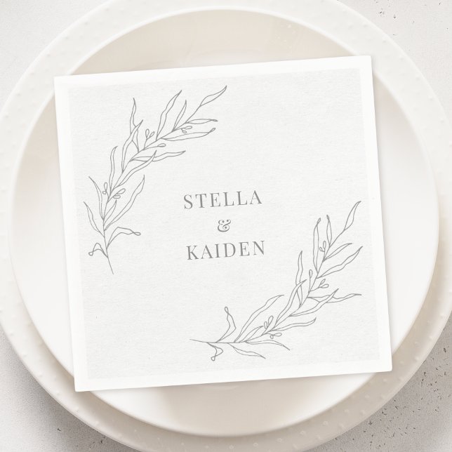 Guardanapo De Papel Folhas Florais Desenho Moderno Elegante Simples (Criador carregado)