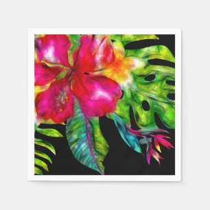 Guardanapo De Papel Folhas florais tropicais do hibiscus da cor