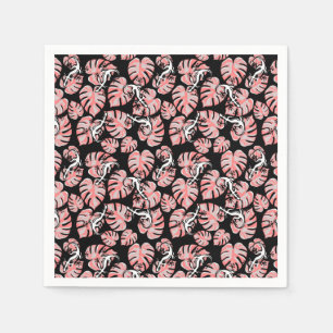 Guardanapo De Papel Folhas Rosa E Salamandras Padrão Sem Costura