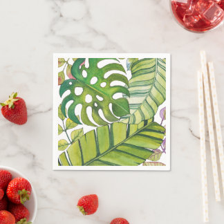 Guardanapo De Papel Folhas Tropicais Cujas Cores De Água