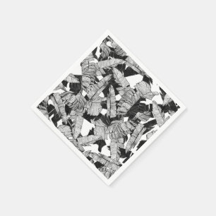 Guardanapo De Papel Folhas tropicais preto e branco modernas da banana