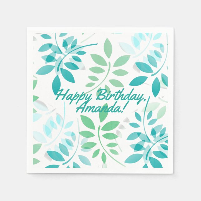 Guardanapo De Papel Folhas verdes azuis (Frente)