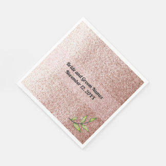 Guardanapo De Papel Folhas Verdes com Brilho Dourado Rosa