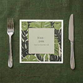 Guardanapo De Papel Folhas verdes da selva, ousadas e modernas, casame