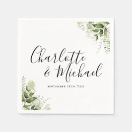 Guardanapo De Papel Folhas Verdes Elegante Rótulo Personalizado
